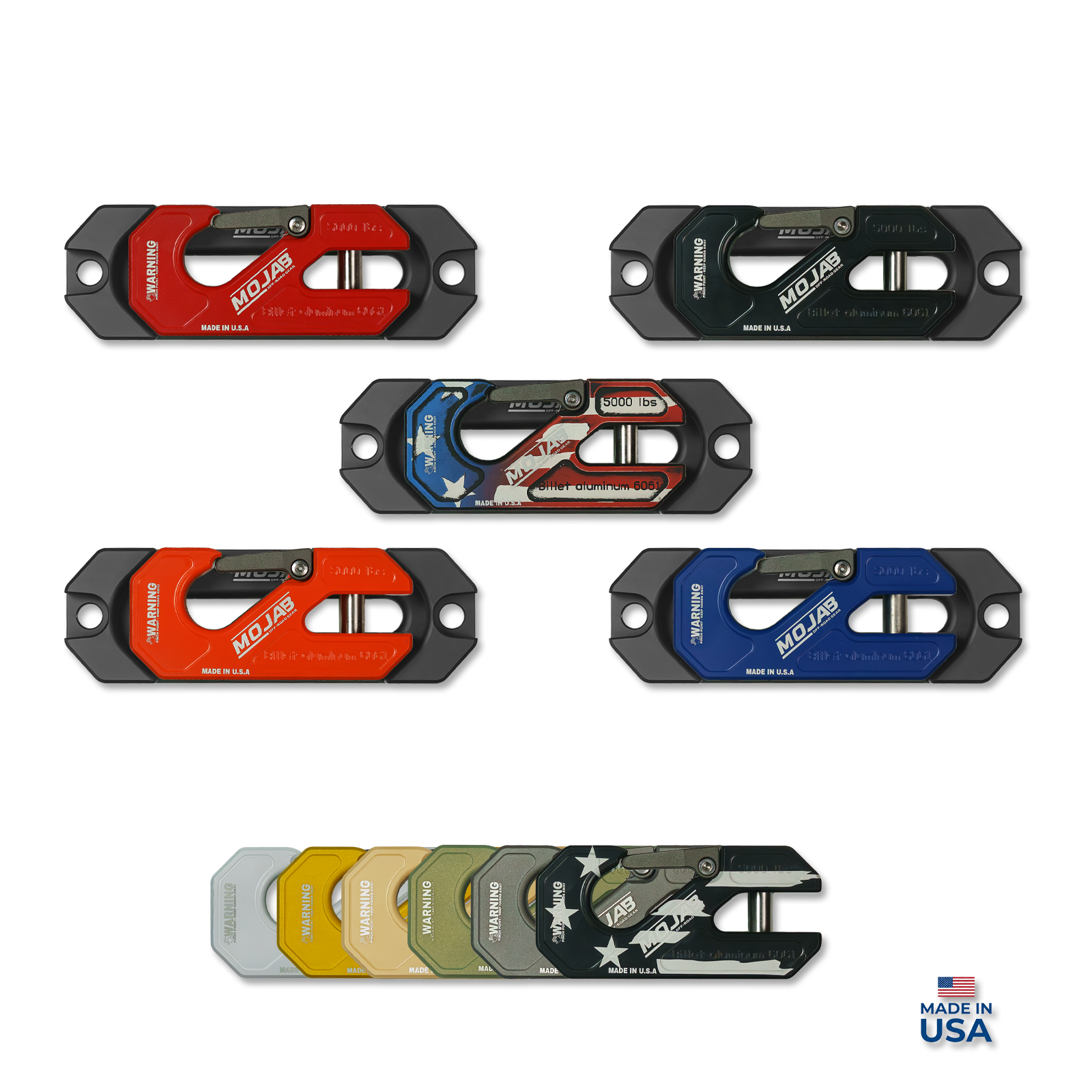 Side by side UTV aluminum recessed winch shackle with fairlead kit closed latch lifetime warranty