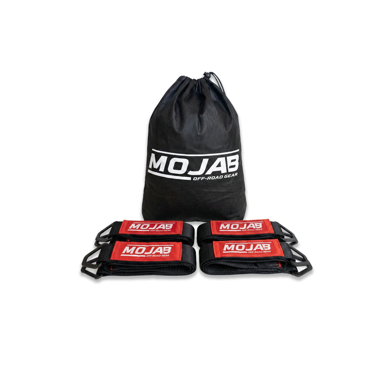 Pack of four 2"x39" heavy-duty nylon axle tie-downs with integrated rings and 10,000 lbs break strength for secure vehicle transport