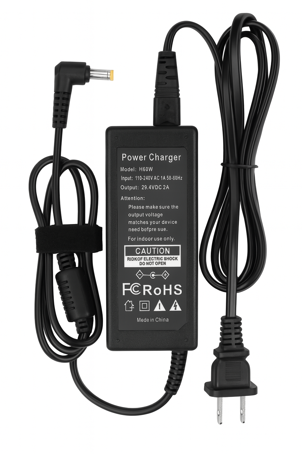 Ravion 60W high-speed charger with 29.4V DC output and AC cable for Ravion Starlink Mini battery pack.