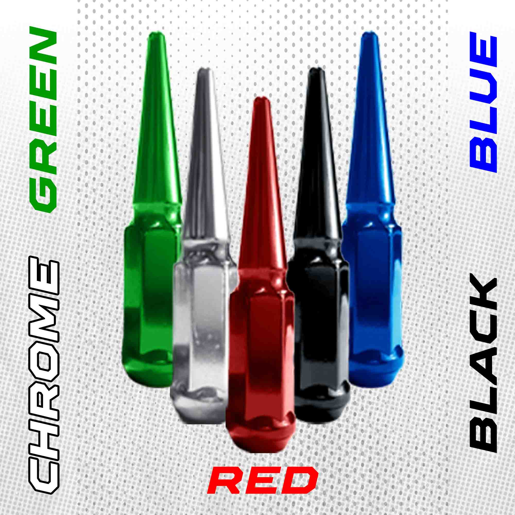 10x1.25mm Extended Spike Lug Nuts - 60 Degree Taper Seat