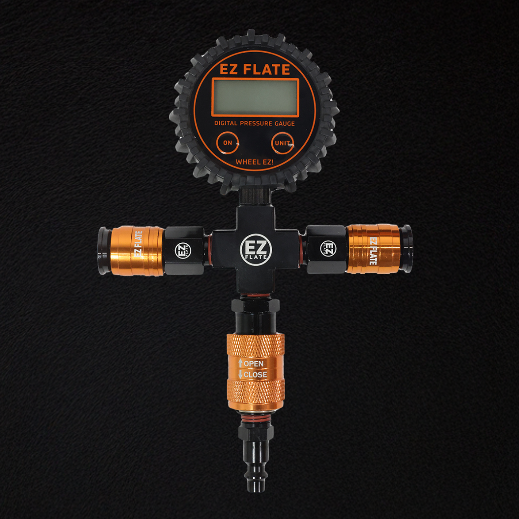 EZ FLATE Air System Manifold with digital pressure gauge and push-to-connect couplers for easy hose setup and air flow control