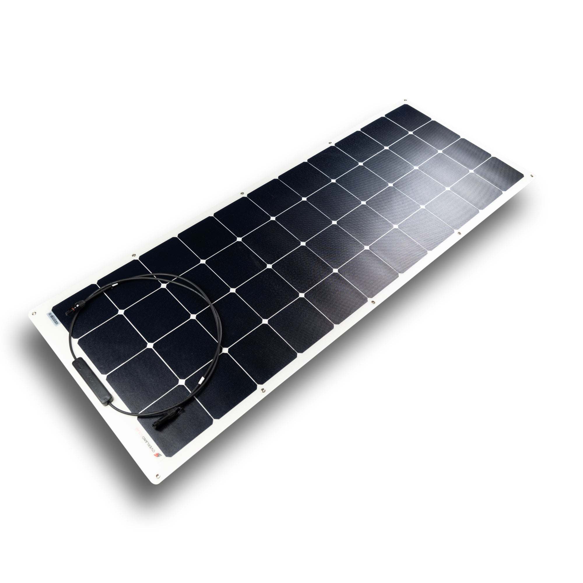 Overlander™ 130 Watt ETFE semi-flexible solar panel for off-grid campers, vans, and boats.