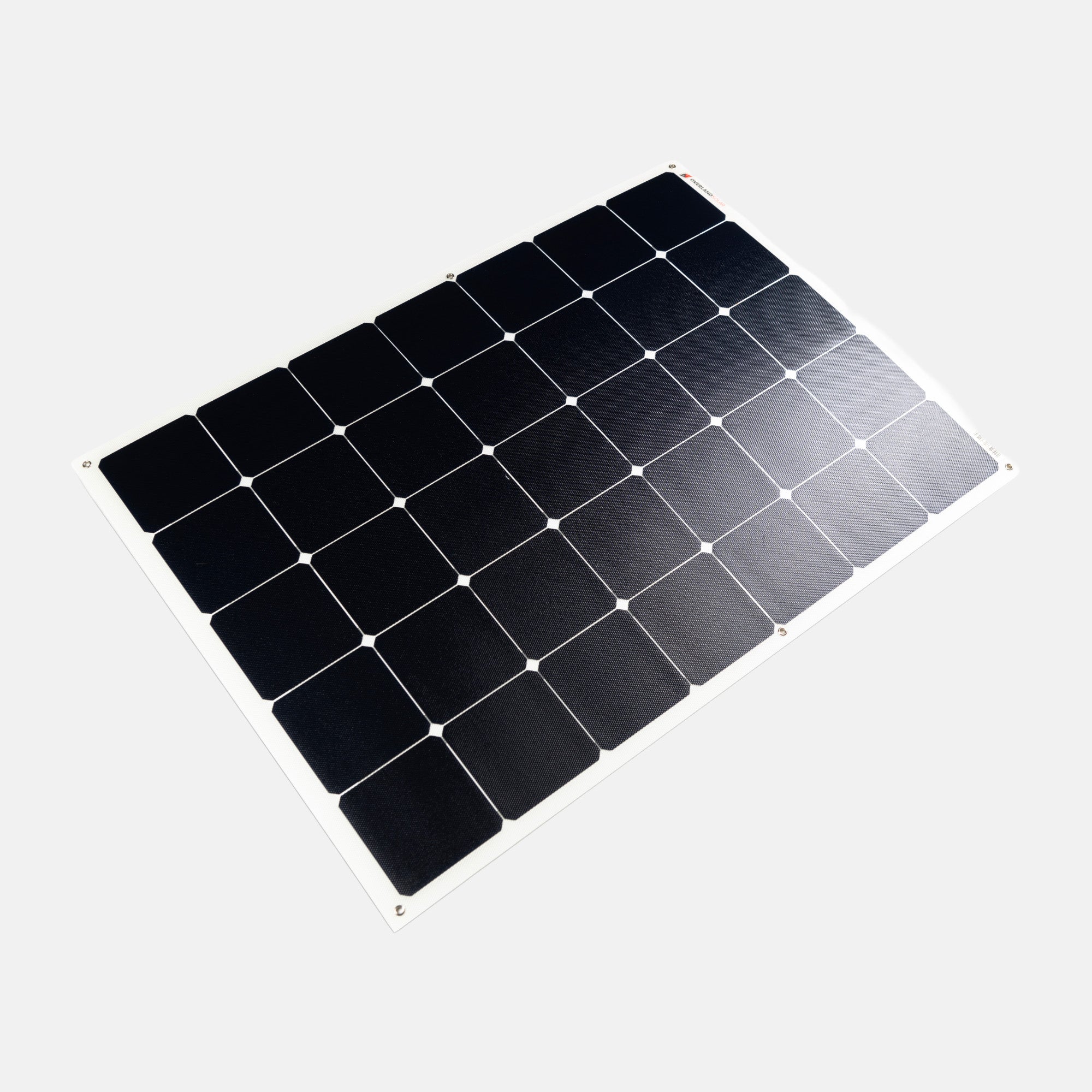 Impulsa tus aventuras con el panel solar semiflexible Overlander de 80 vatios: una solución liviana y de alto rendimiento para viajes fuera de la red eléctrica.