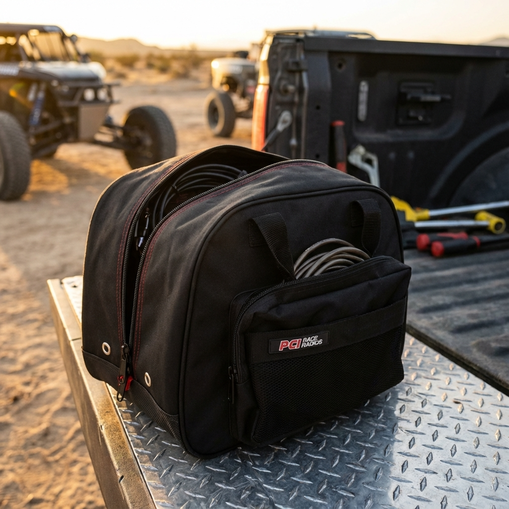 PCI helmet bag with breathable mesh and plush interior for safe helmet storage and transport