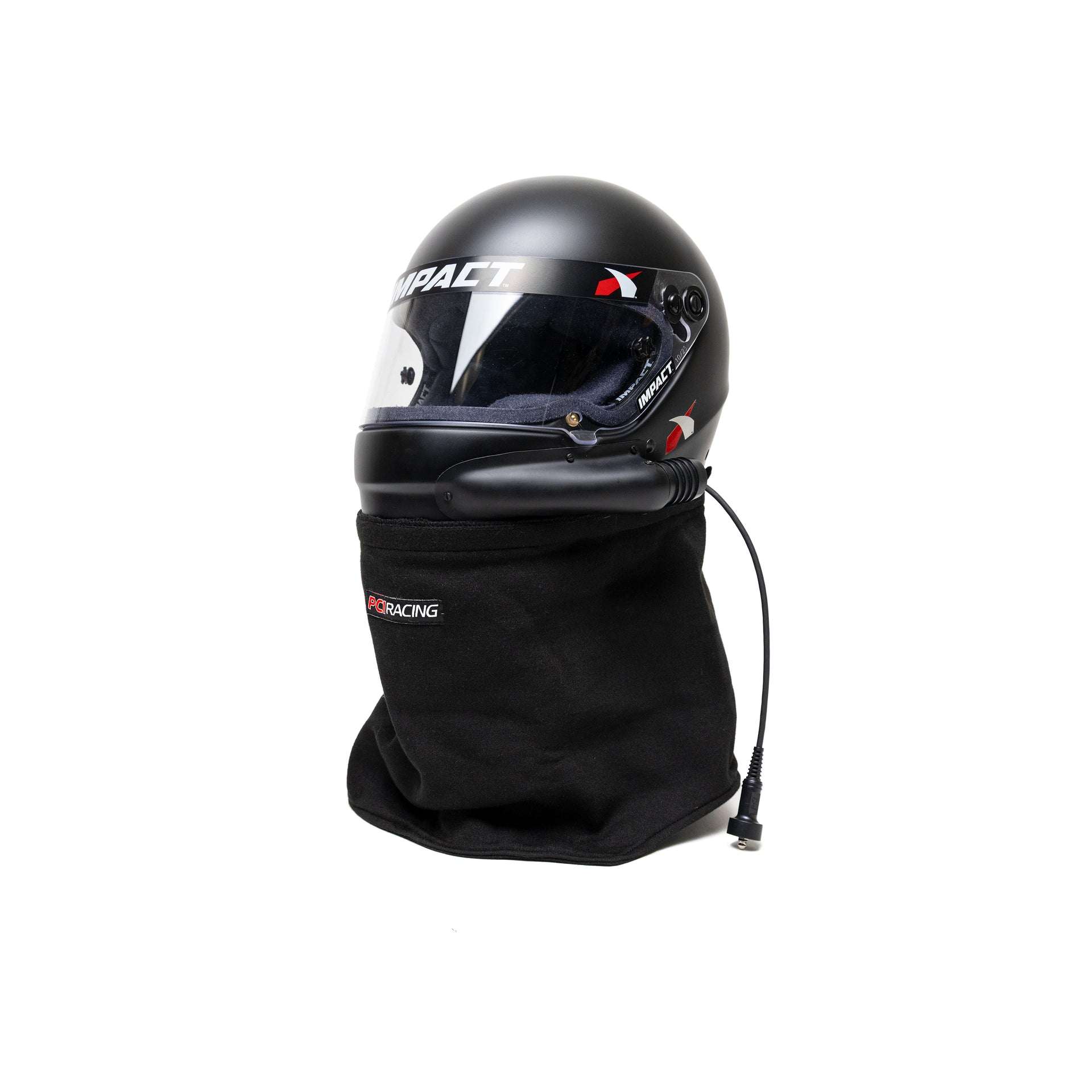 PCI Racing 2 Layer Nomex Helmet Skirt in black soft-knit flame-resistant fabric with hook-and-loop closure