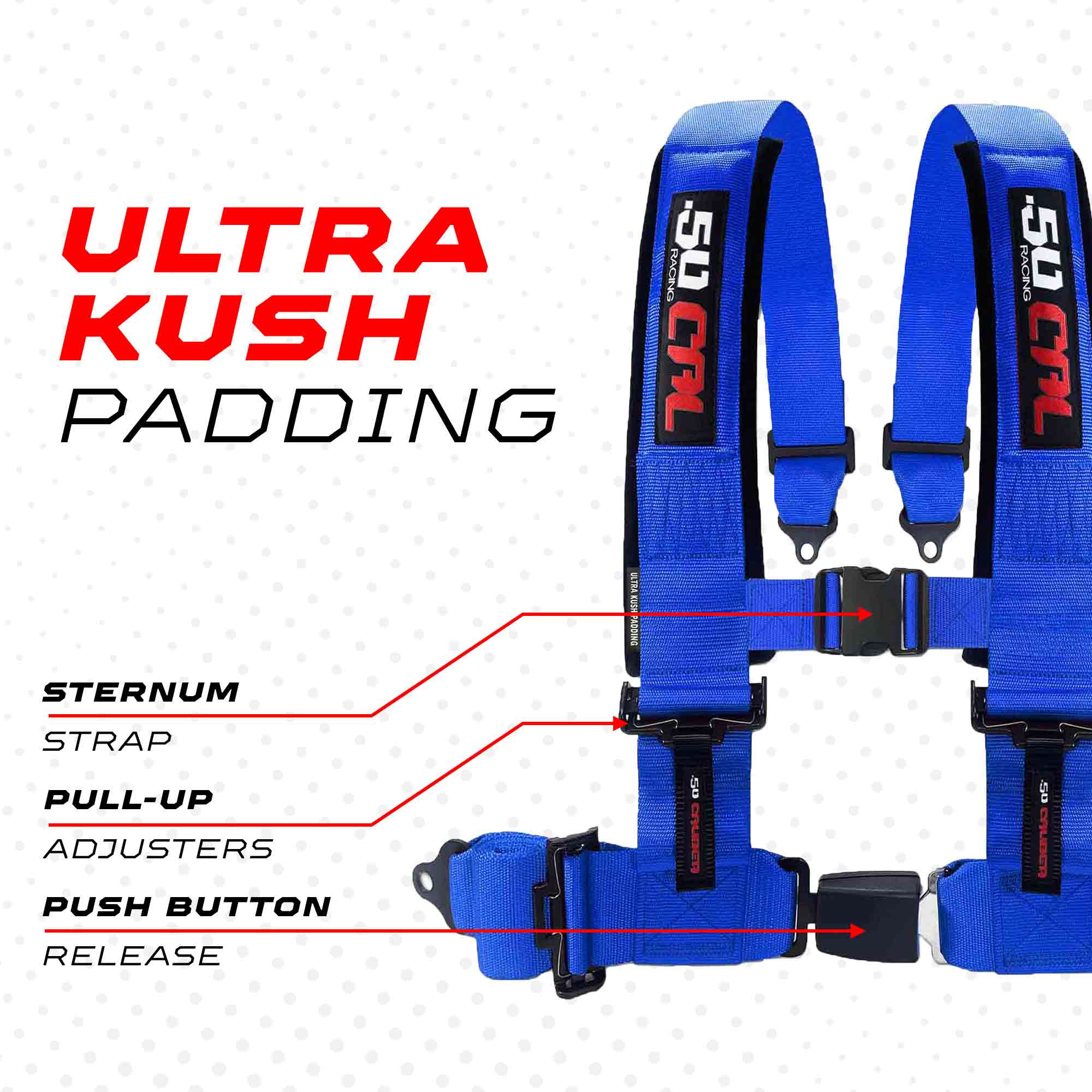 Pro Series 2" & 3" 4 point Harness with push button release