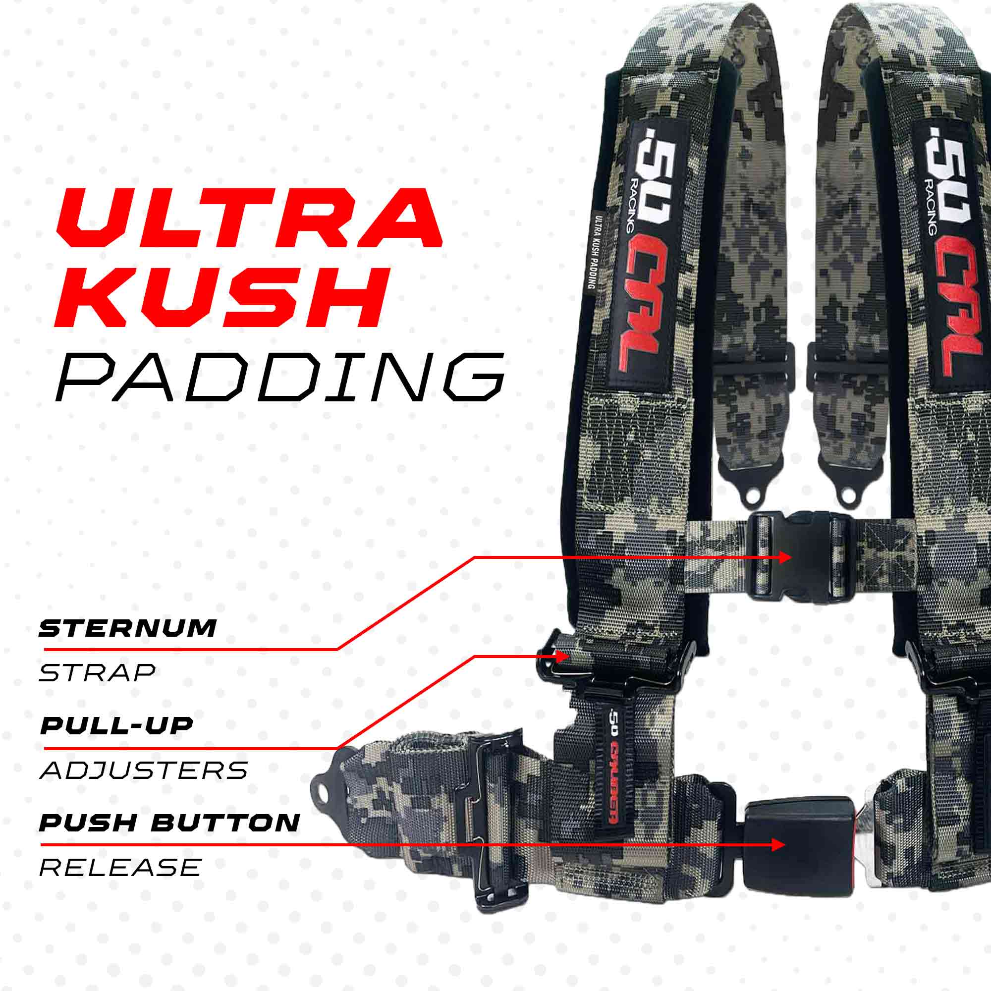 Pro Series 2" & 3" 4 point Harness with push button release