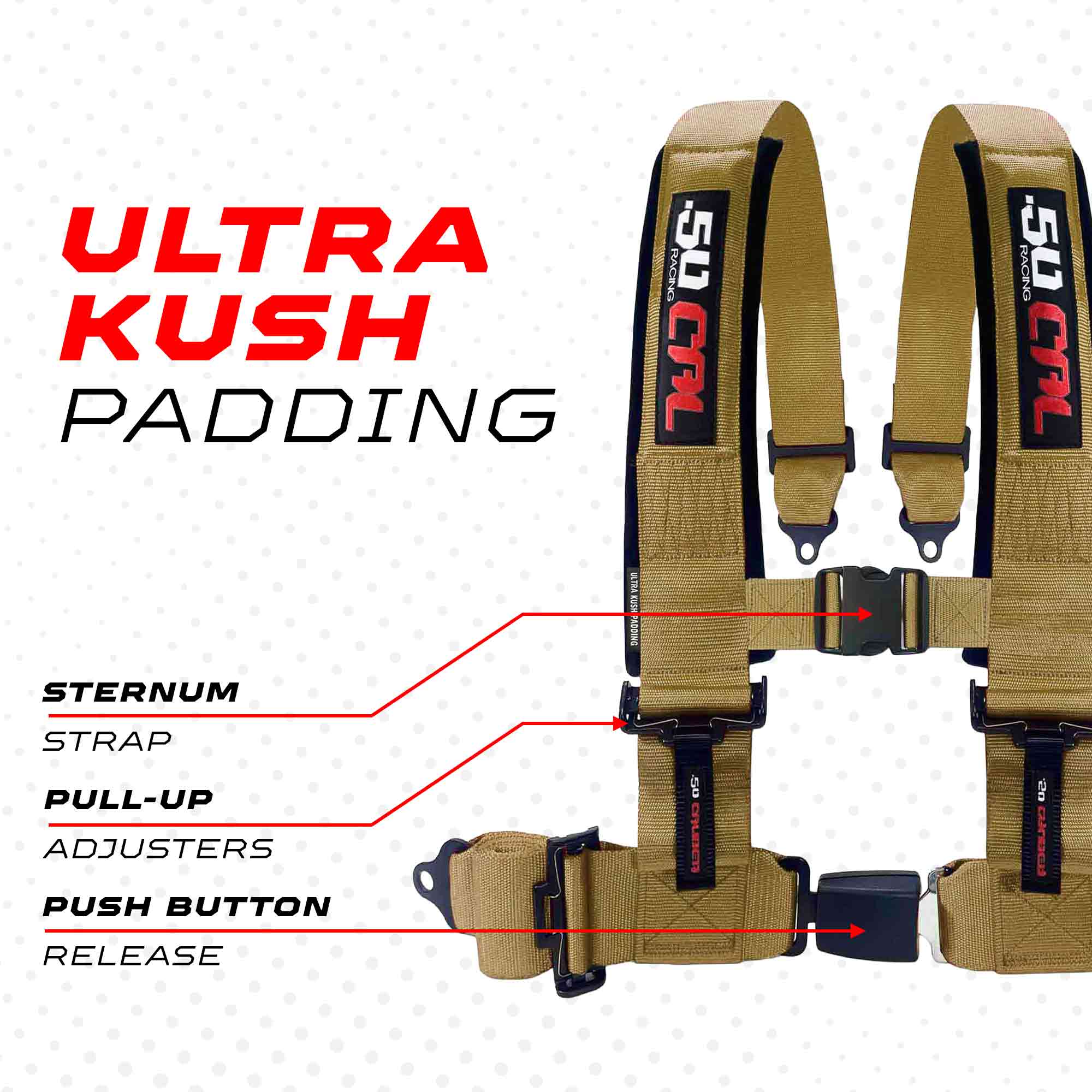 Pro Series 2" & 3" 4 point Harness with push button release