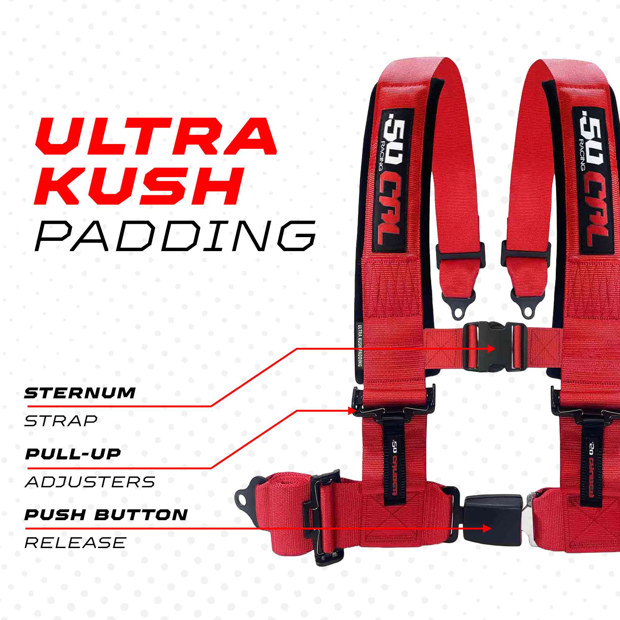 Pro Series 2" & 3" 4 point Harness with push button release