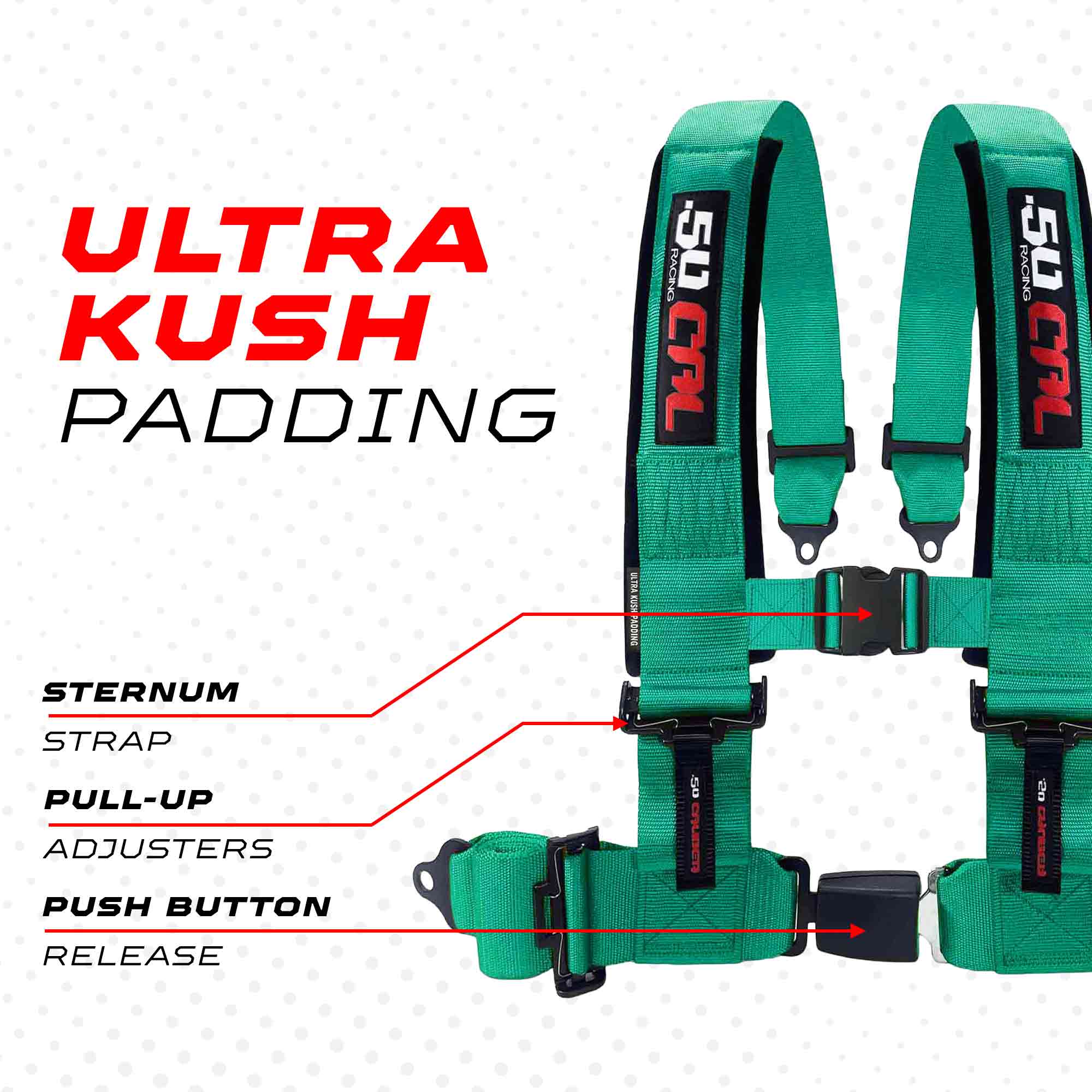 Pro Series 2" & 3" 4 point Harness with push button release