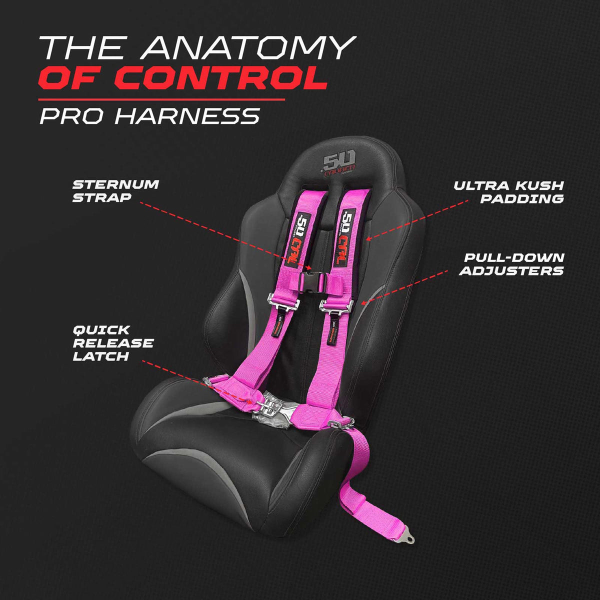 2" 4 Point Racing Harness – Pro Series Race Latch | 50 Caliber Racing
