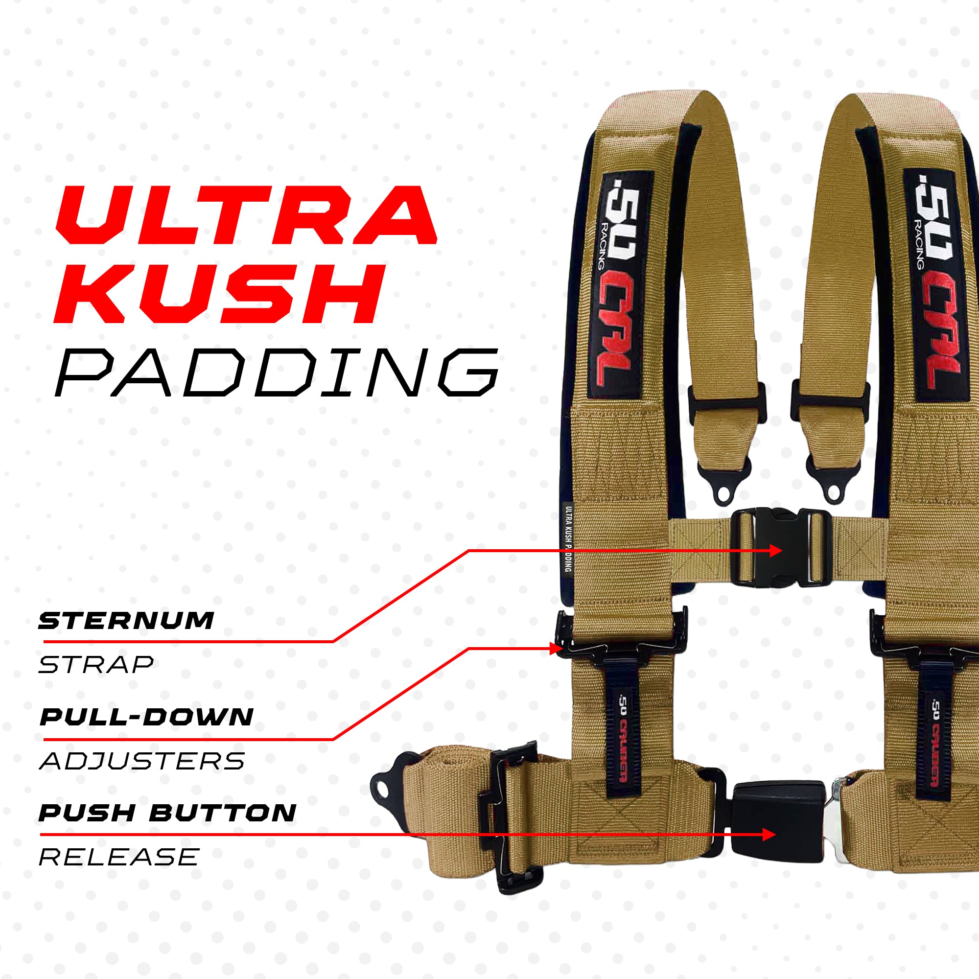 Pro Series 4 point Harness with push button release 2" & 3" available