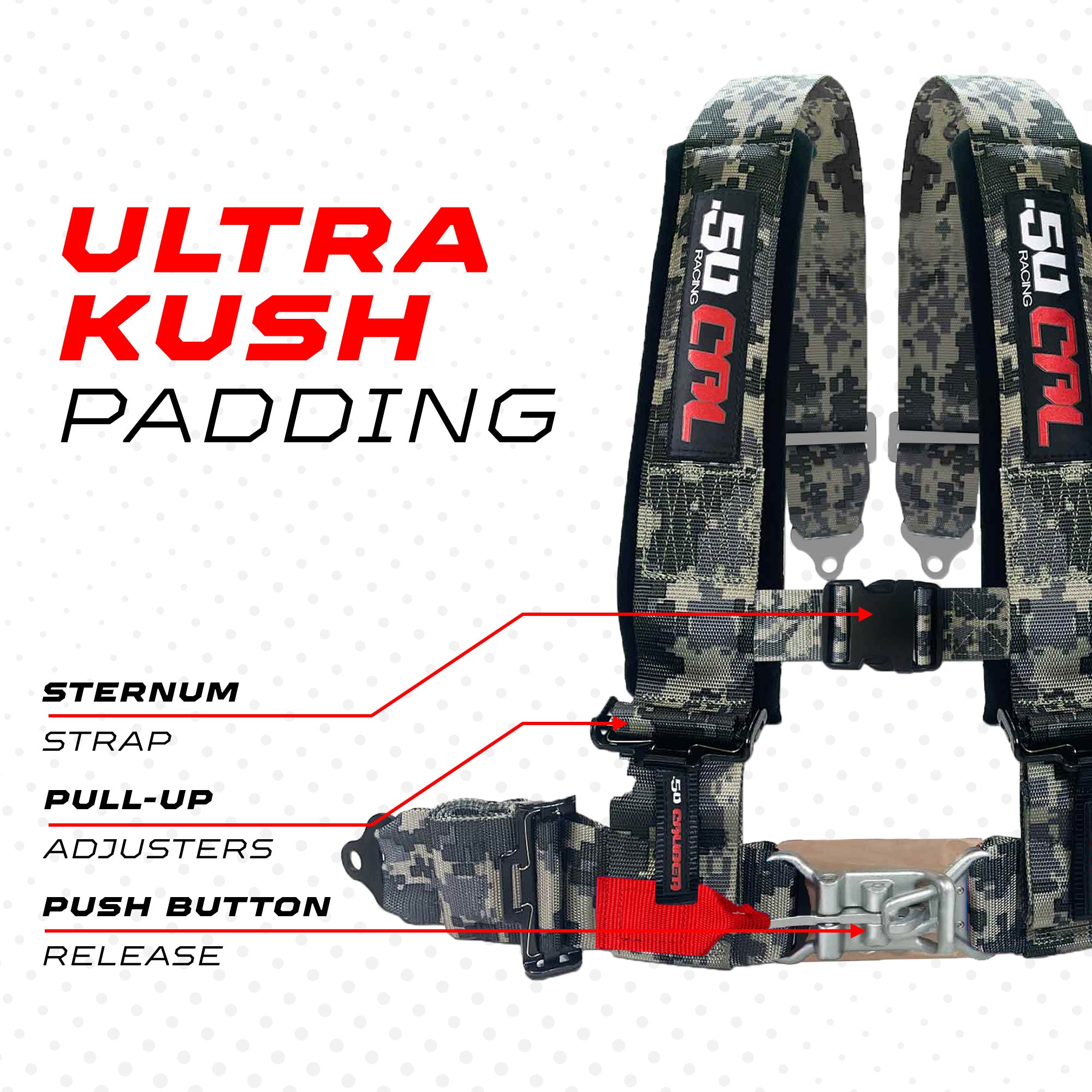 Pro Series 3" 4 point Latch Harness 50 Caliber Racing
