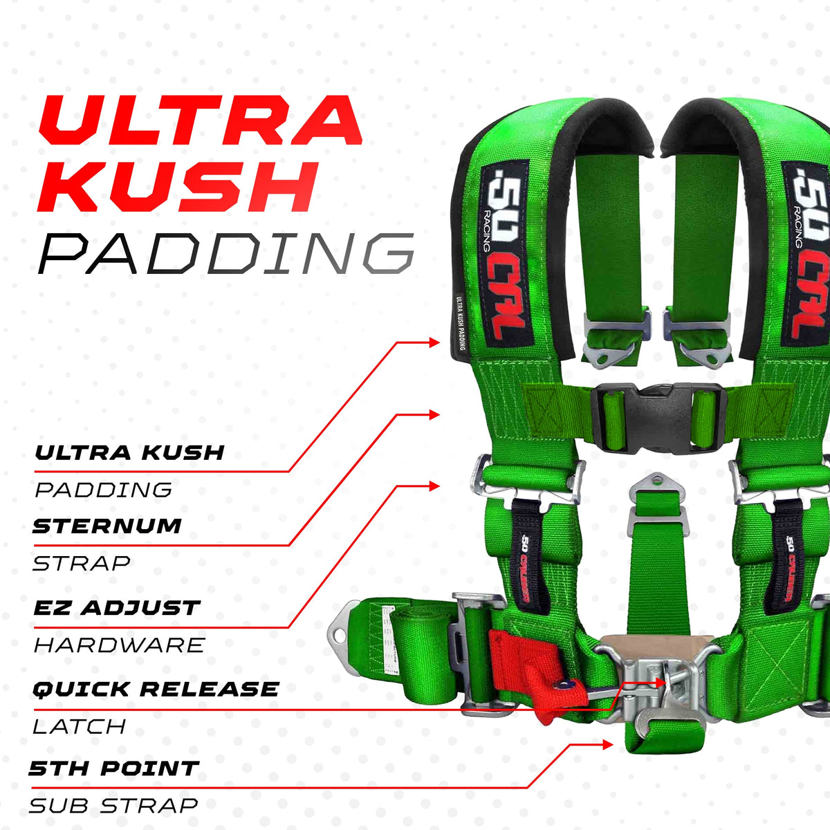 3" 5 Point Racing Harness – Pro Series Race Latch | 50 Caliber Racing