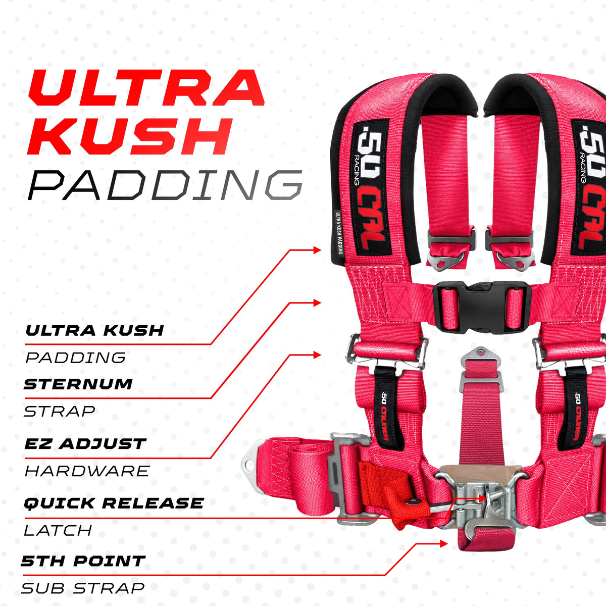 2" 5 Point Racing Harness – Pro Series Race Latch | 50 Caliber Racing