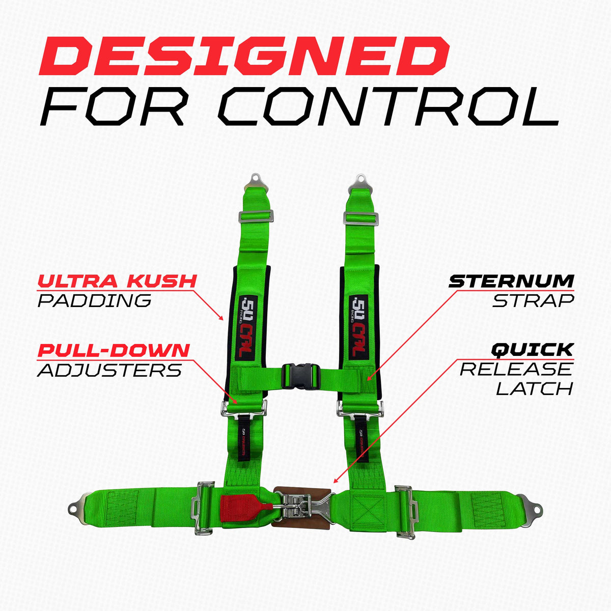 2" 4 Point Racing Harness – Pro Series Race Latch | 50 Caliber Racing