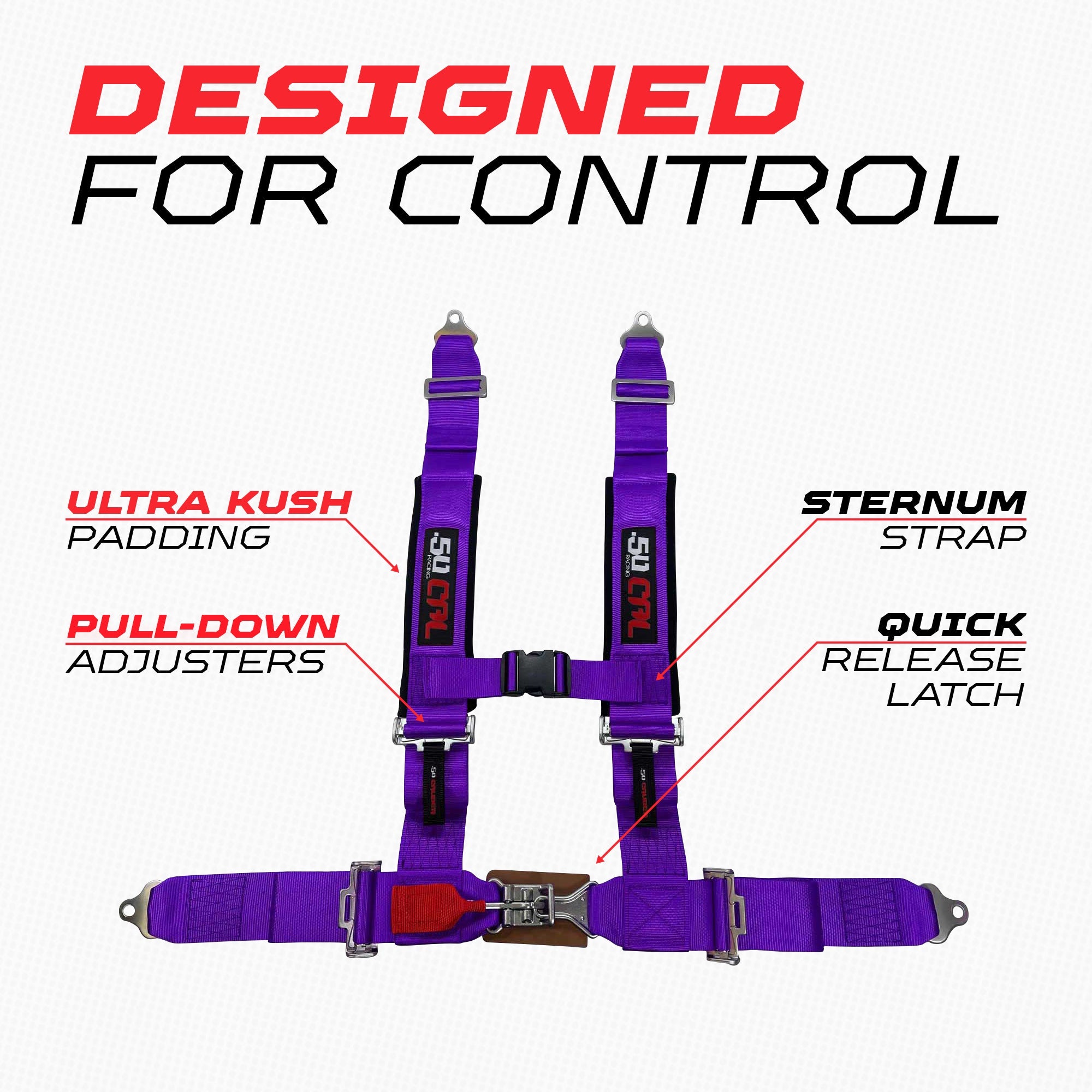 2" 4 Point Racing Harness – Pro Series Race Latch | 50 Caliber Racing