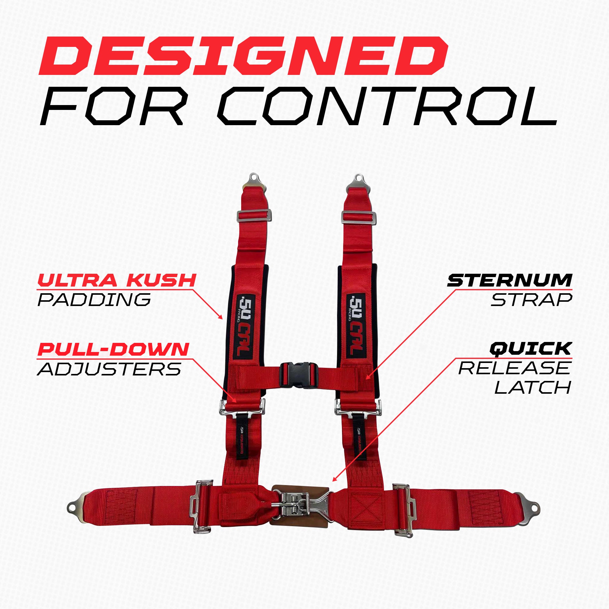 2" 4 Point Racing Harness – Pro Series Race Latch | 50 Caliber Racing