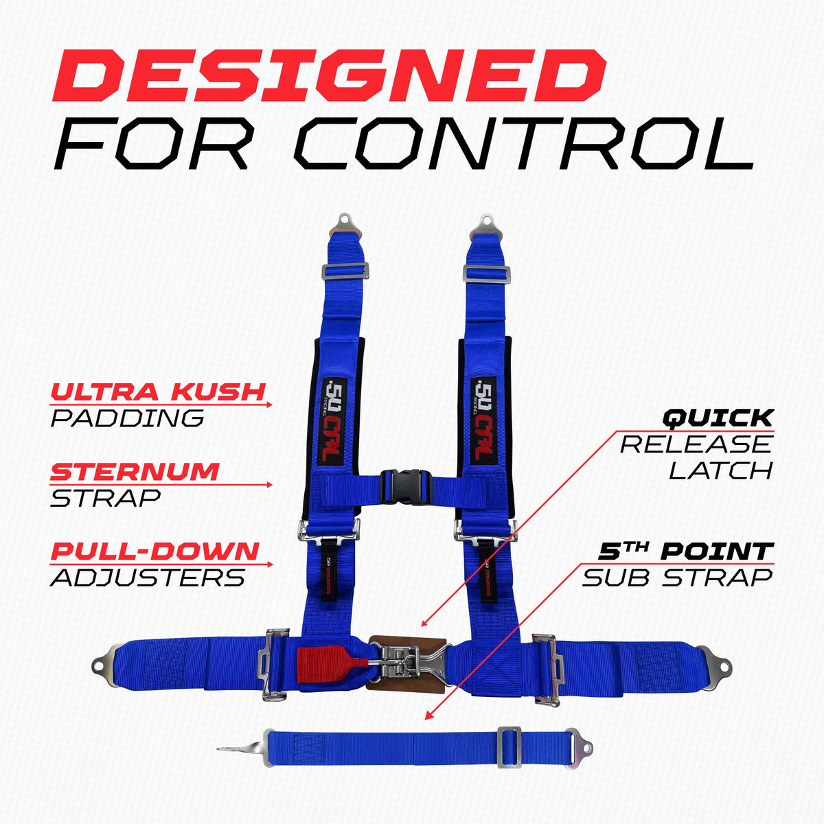 2" 5 Point Racing Harness – Pro Series Race Latch | 50 Caliber Racing