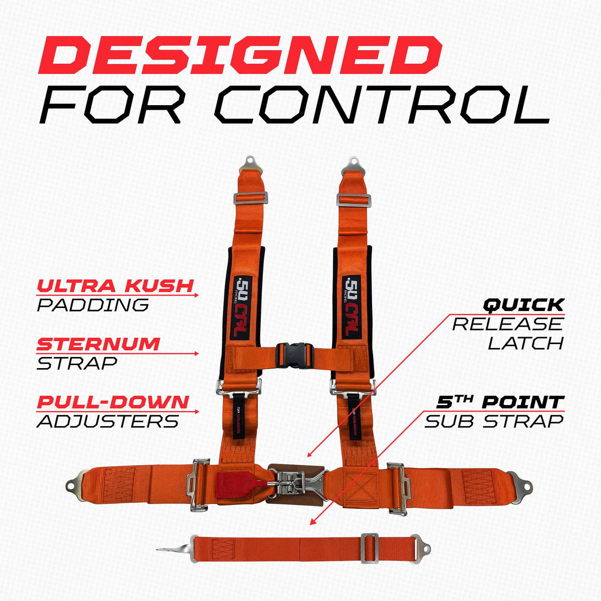 3" 5 Point Racing Harness – Pro Series Race Latch | 50 Caliber Racing
