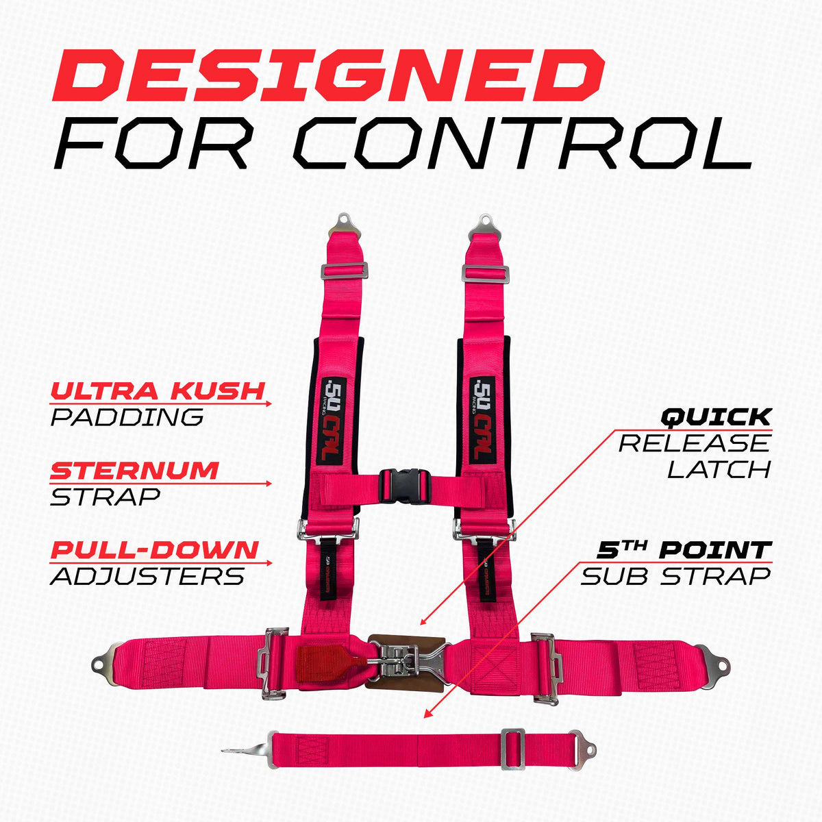 2" 5 Point Racing Harness – Pro Series Race Latch | 50 Caliber Racing
