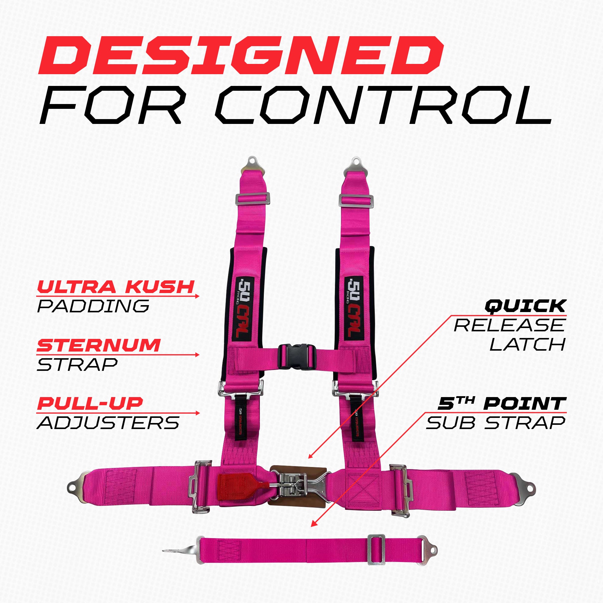 3" 5 point Pro Series Latch Harness 50 Caliber Racing Harness