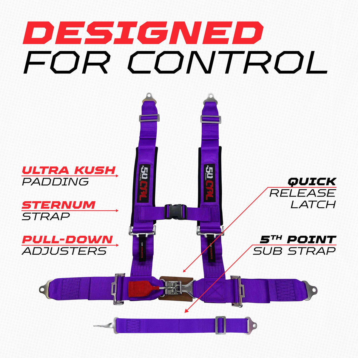 2" 5 Point Racing Harness – Pro Series Race Latch | 50 Caliber Racing