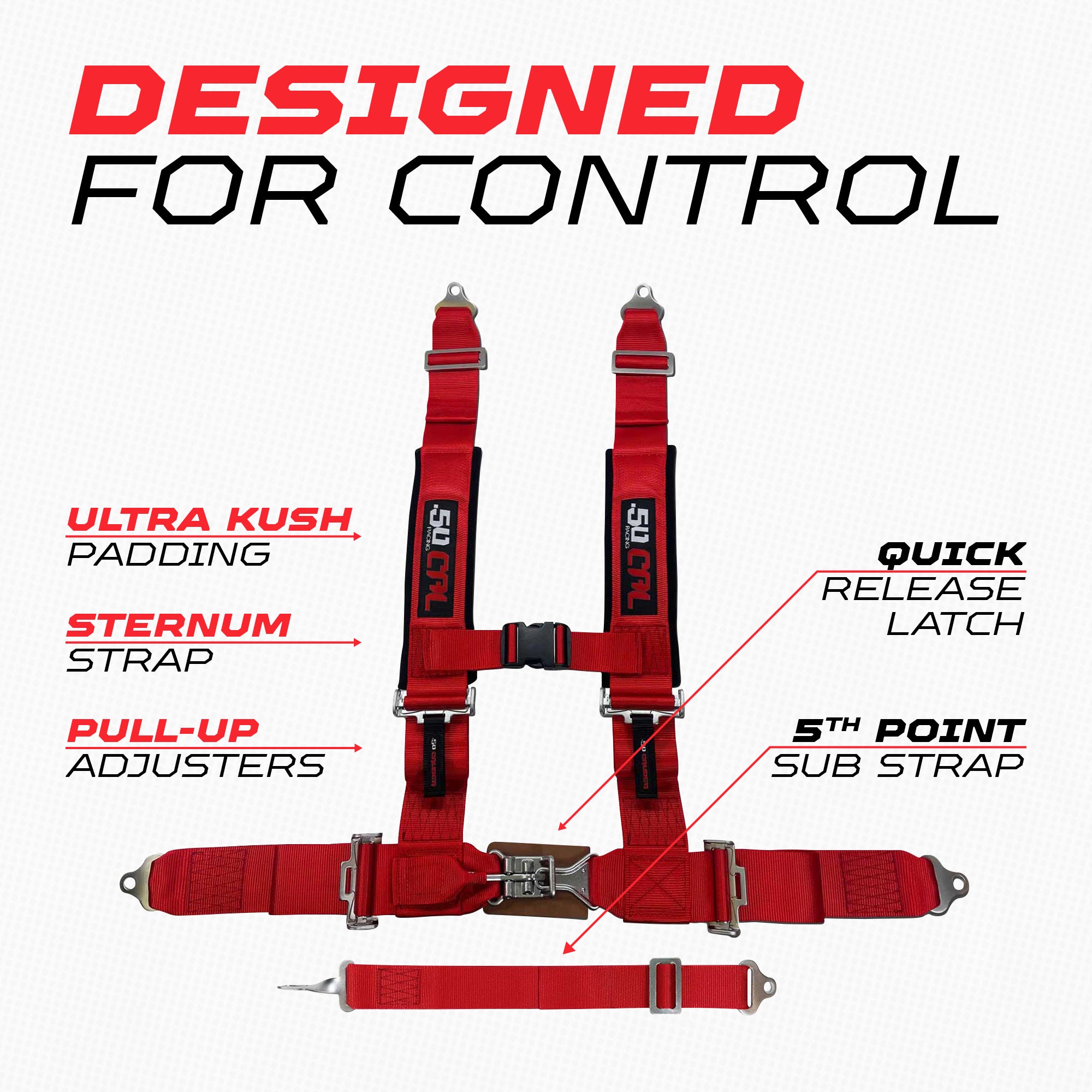 3" 5 point Pro Series Latch Harness 50 Caliber Racing Harness