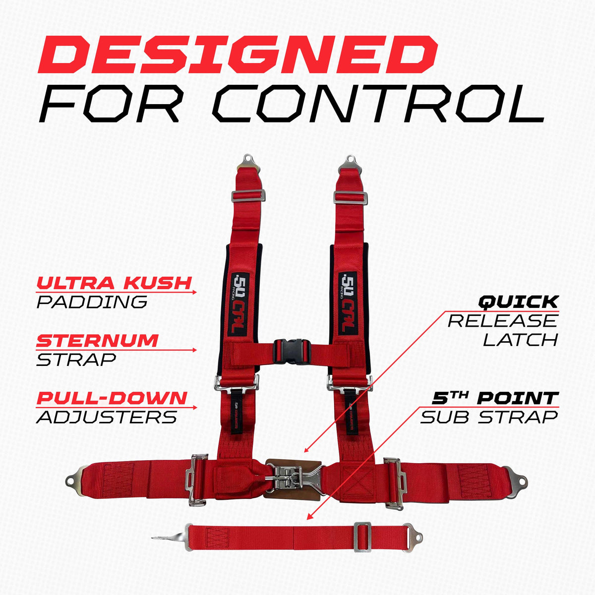2" 5 Point Racing Harness – Pro Series Race Latch | 50 Caliber Racing