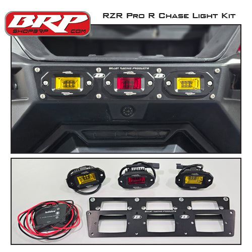 RZR Pro R Chase Light Kit flush mount LED pods with flasher unit and stainless steel hardware for enhanced rear visibility