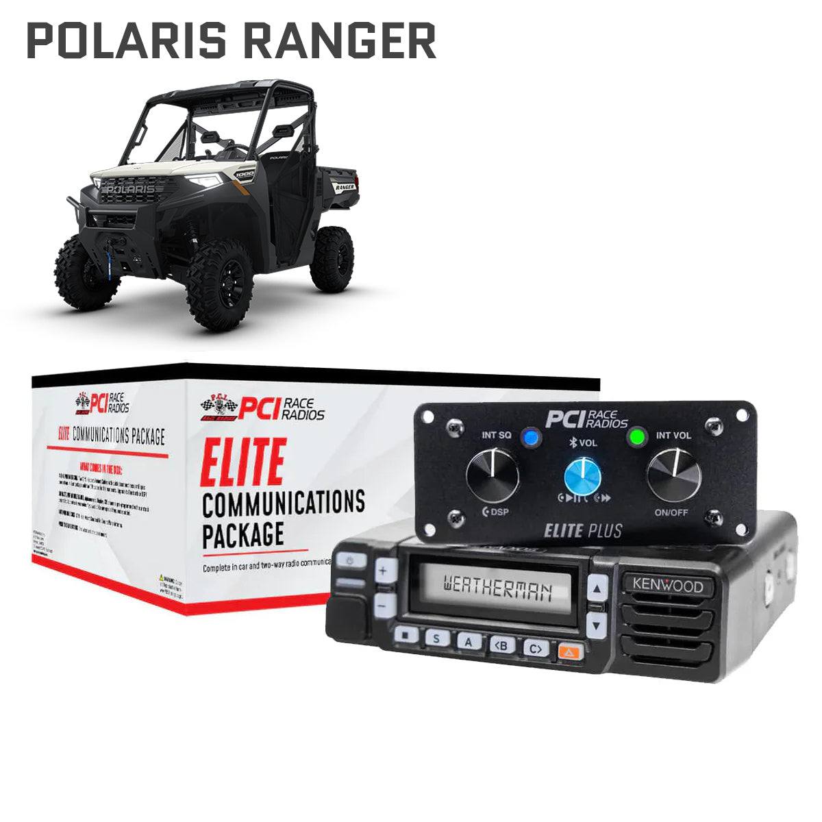 Polaris Ranger Elite UTV communications package with intercom, mobile radios, and headset accessories
