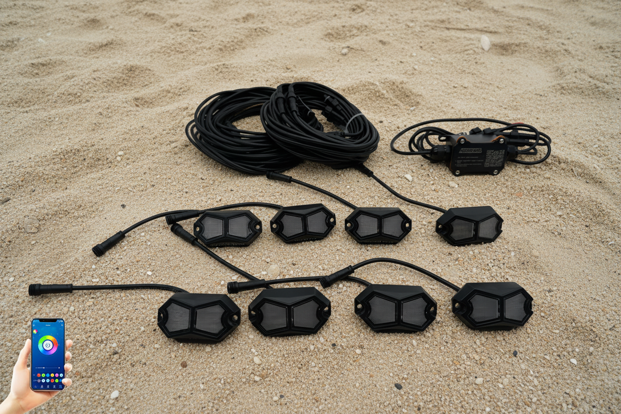 Rosewell X-1 8-pack rock lights with Bluetooth control for off-road vehicles