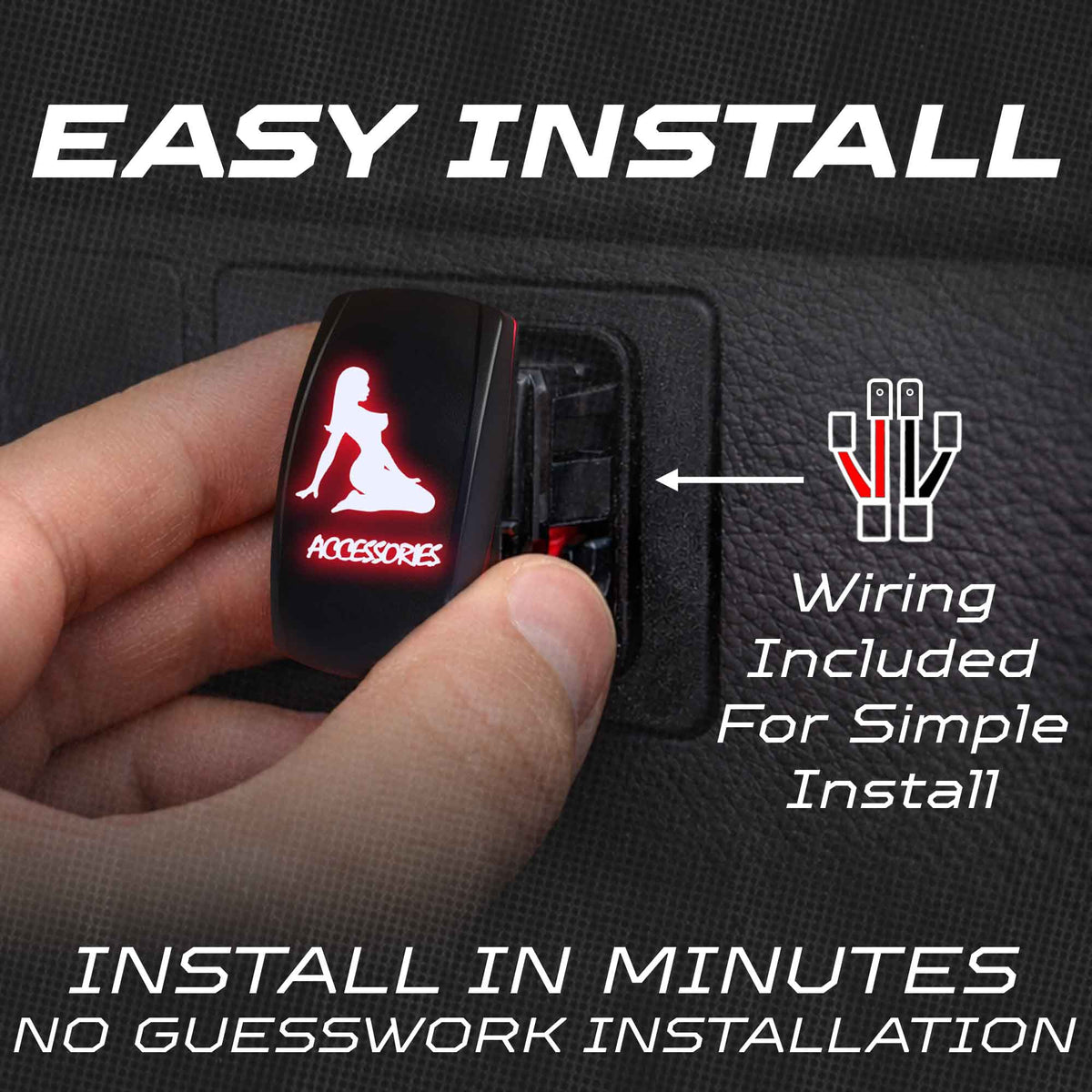 Waterproof Rocker Switch 12v ON/Off, LED Backlit with Etched Design w/Toggle Switch 12v - UTV, Auto, Boat 20A Variation