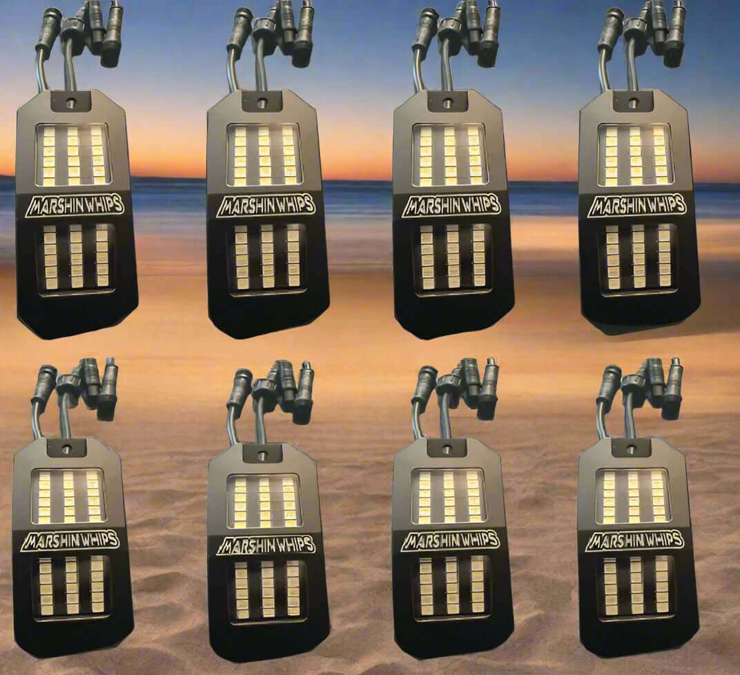 Marshin Whips Rosewell X-2 Billet Rocklights 8-pack for off-road vehicle lighting with Bluetooth control and customizable colors