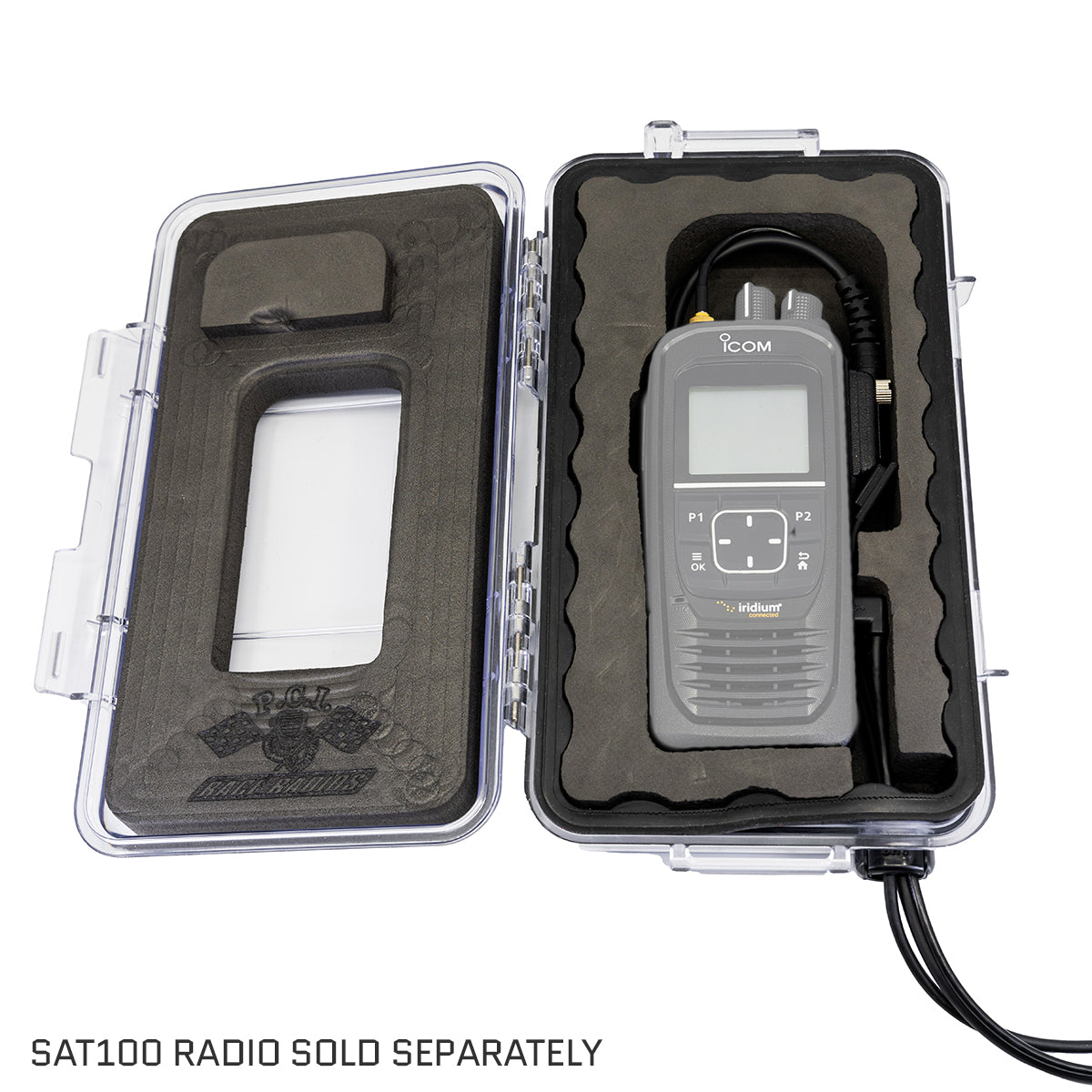 Icom Sat 100 race kit in a water proof case