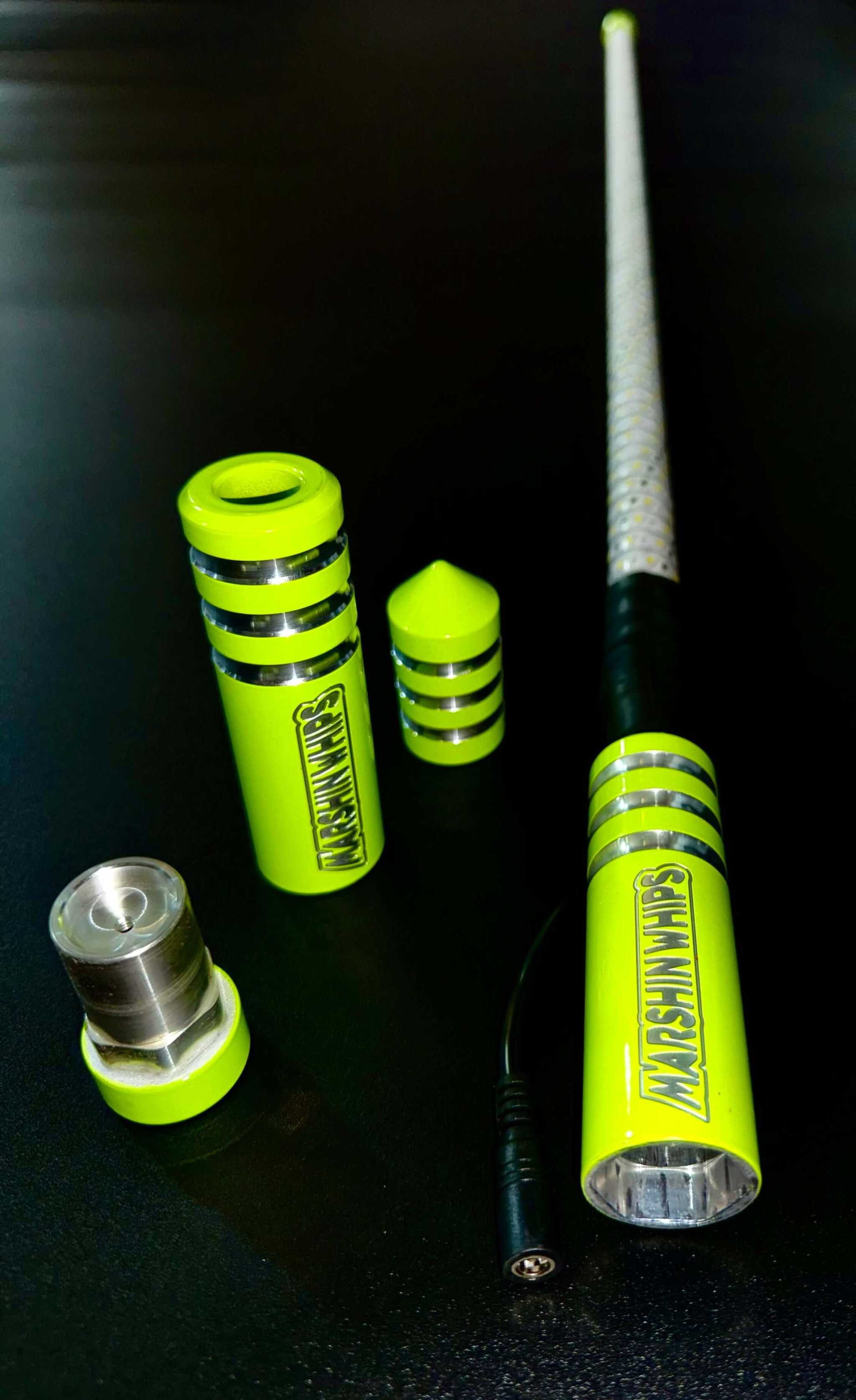 Game Changer Whips Savage Sage Green off-road whip with durable components and bright neon accents