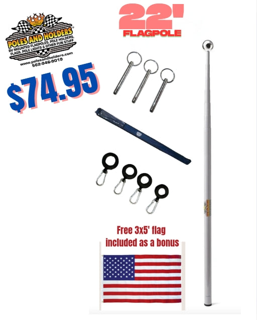 22' Fiberglass Telescoping RV Flagpole | Poles and Holders