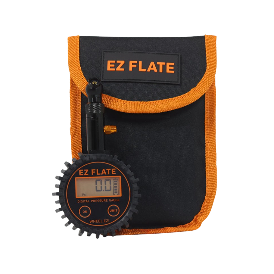 Single Tire Digital Pressure Gauge displaying precise tire pressure with storage bag and batteries included