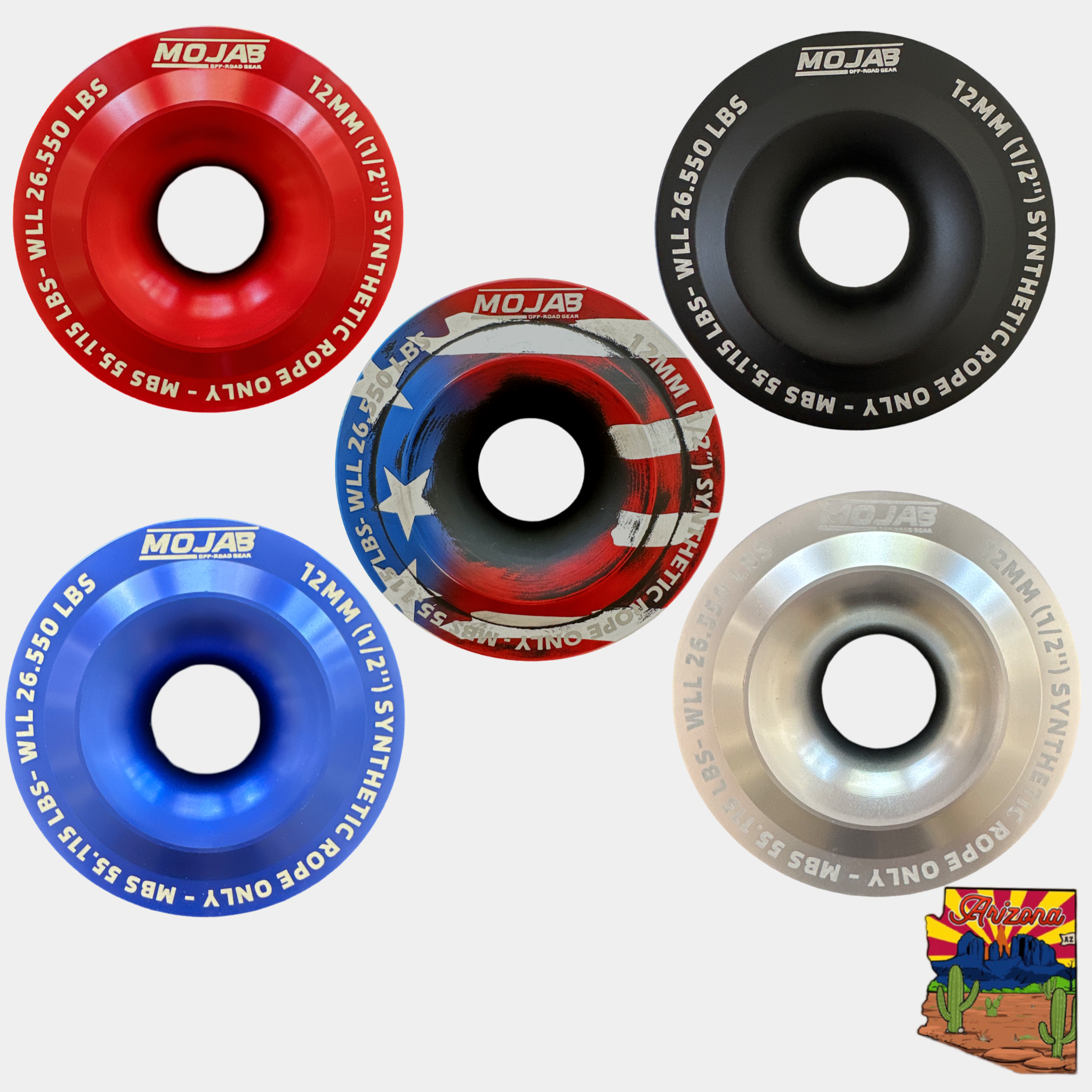 XL Snatch ring heavy-duty aluminium 7075 with 4.7-inch diameter, 55,115 lbs MBS, 26,550 lbs WLL, multiple colors and lifetime warranty