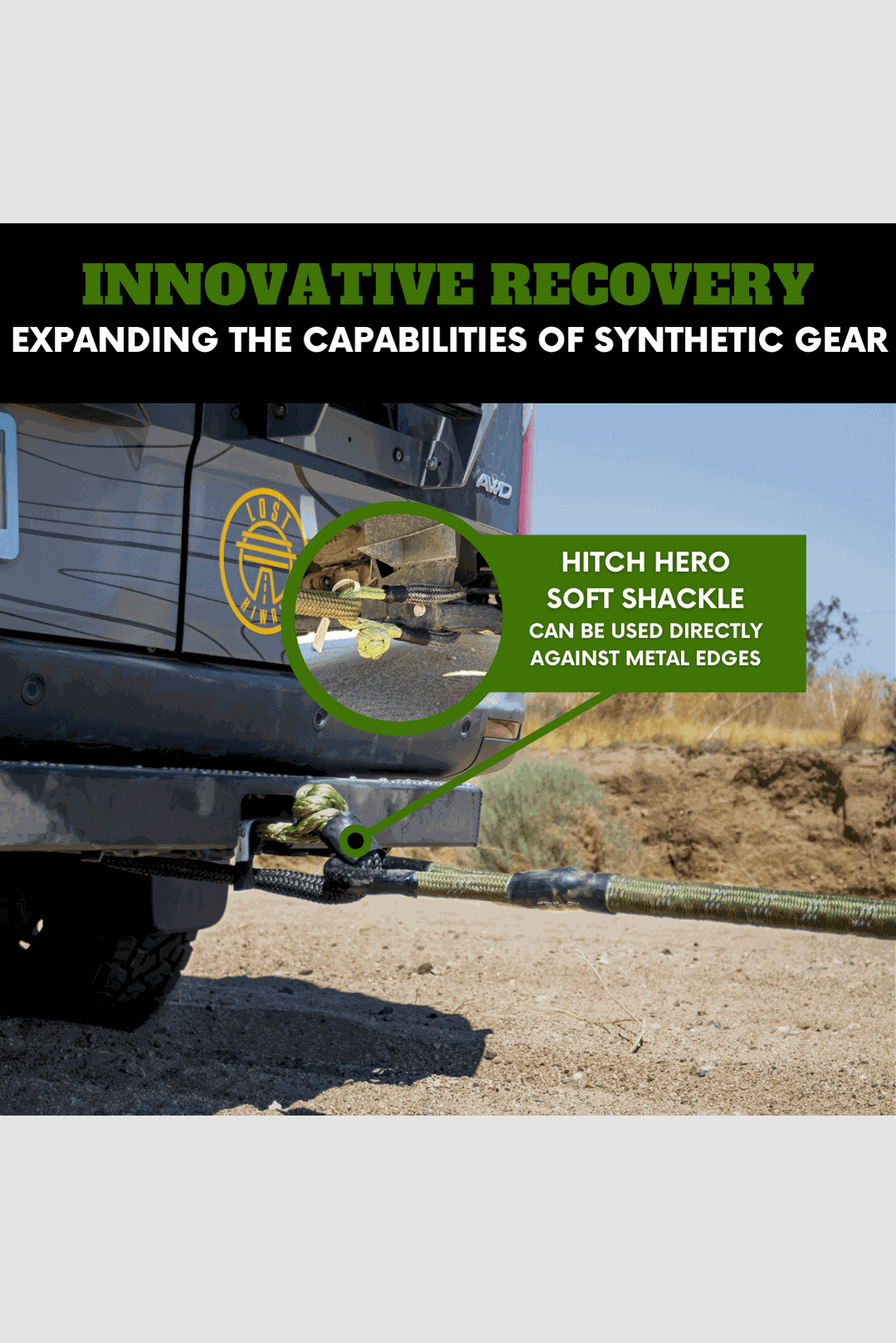 Sprinter Van with recovery gear highlighting Hitch Hero soft shackle for effective off-road recovery.