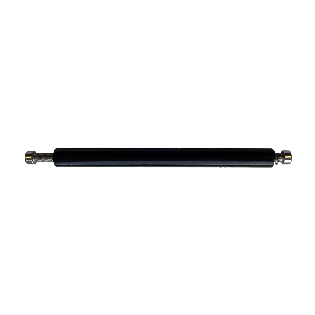 Tie Bar T2200014 with black cylindrical body and metal screw ends isolated on white background