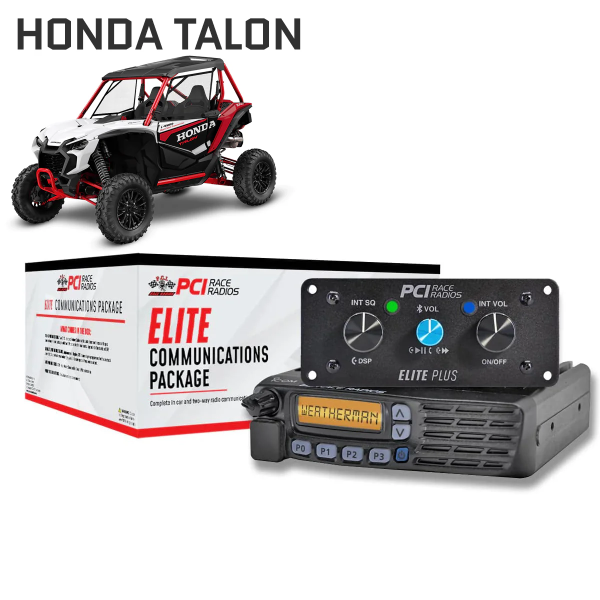 Honda Talon Elite UTV communications package with intercom, radios, and headset accessories
