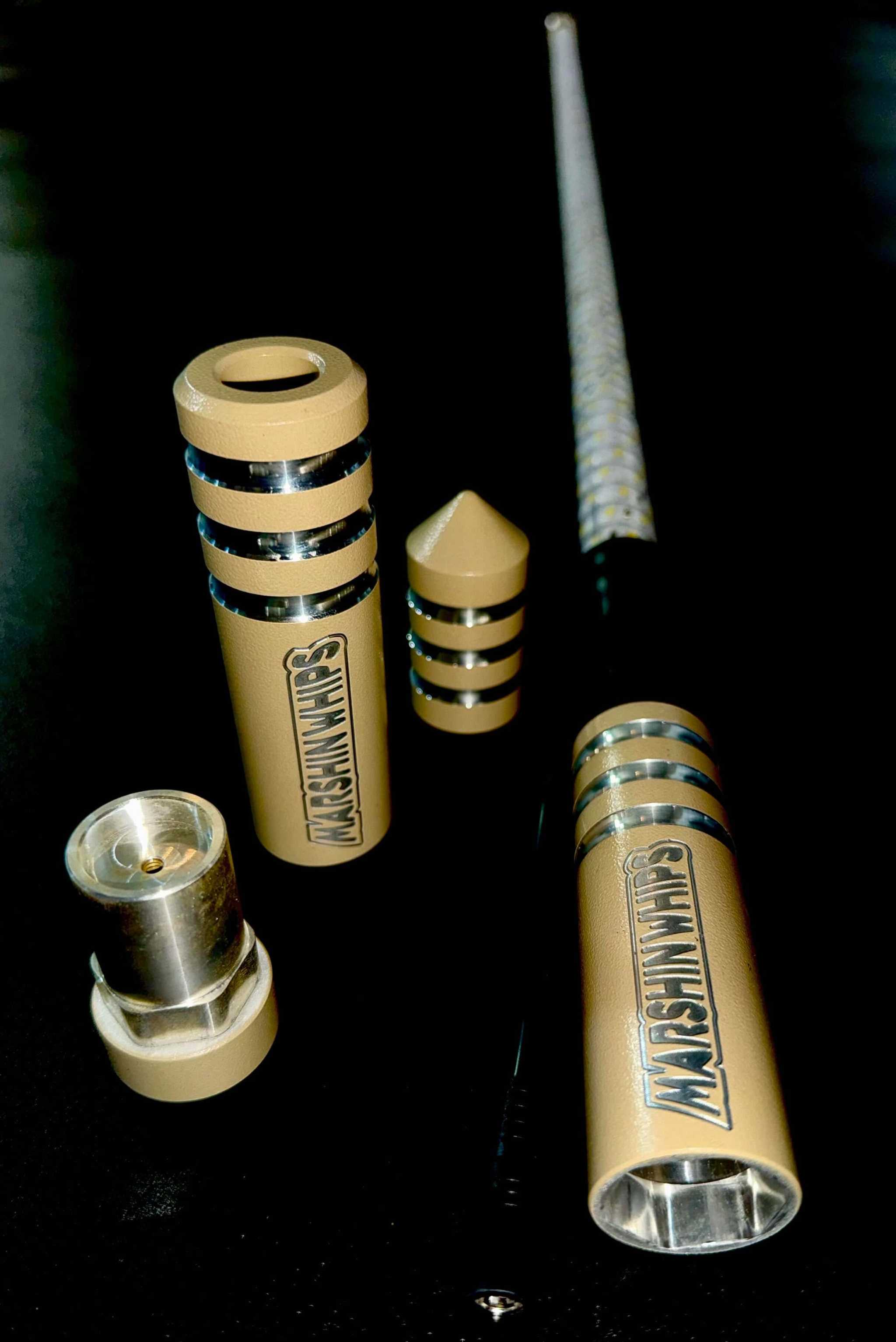 Game Changer Whips Tan Edition off-road whip with stronger rod, magnetic base, and LED lights