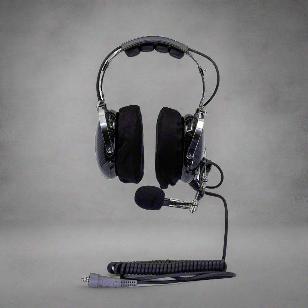 Trax Stereo Headset with microphone and coil cable, used with minor scratches and volume control knob