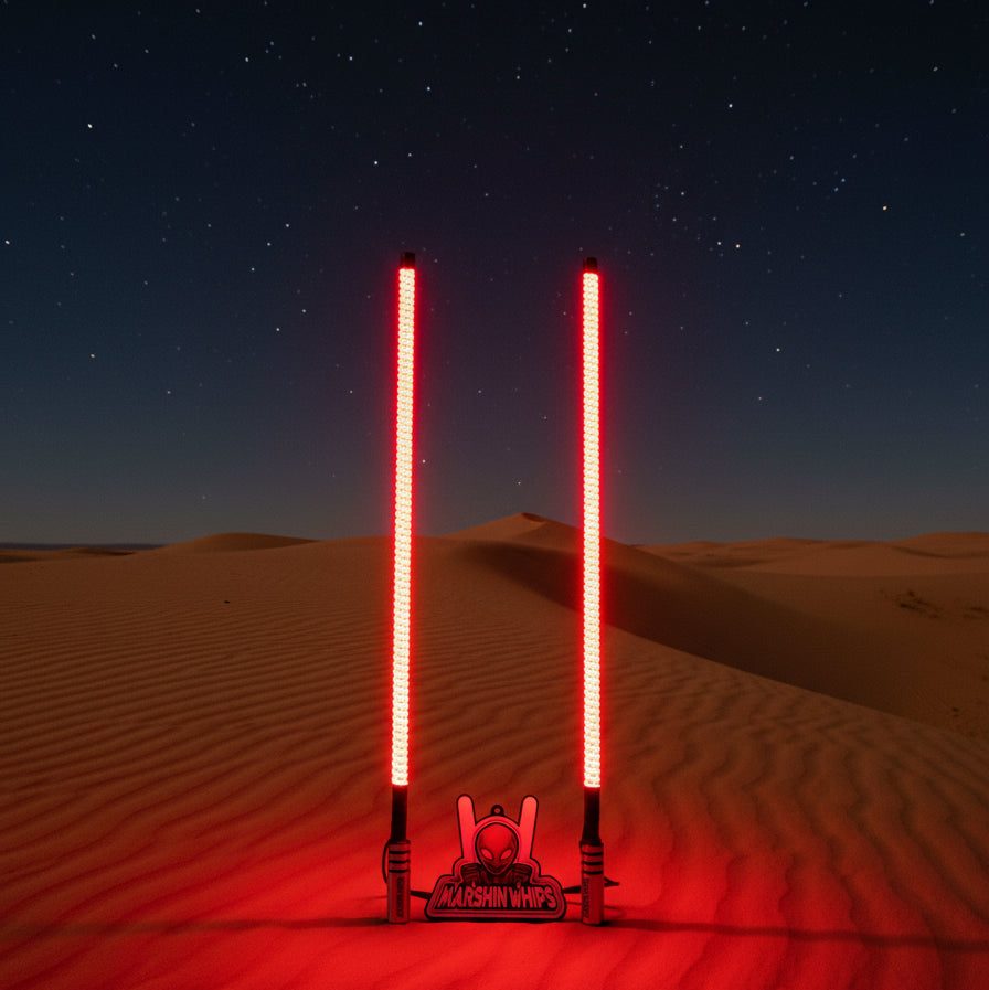 Marshin V3 Chrome Black Set - Durable & Stylish LED Whips