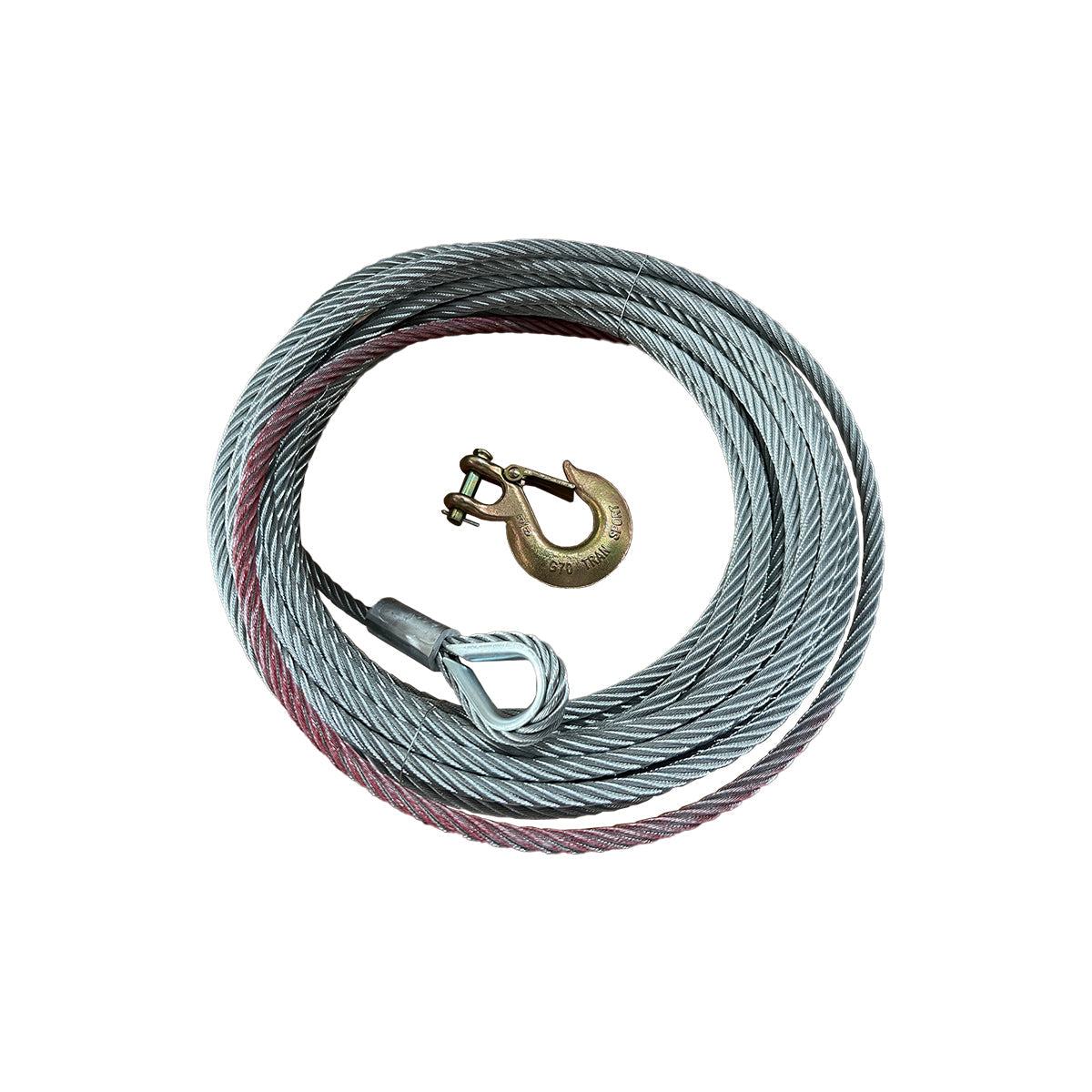 Steel Cable with Hook | 15/32" x 86.9' | Heavy Duty Wire Rope