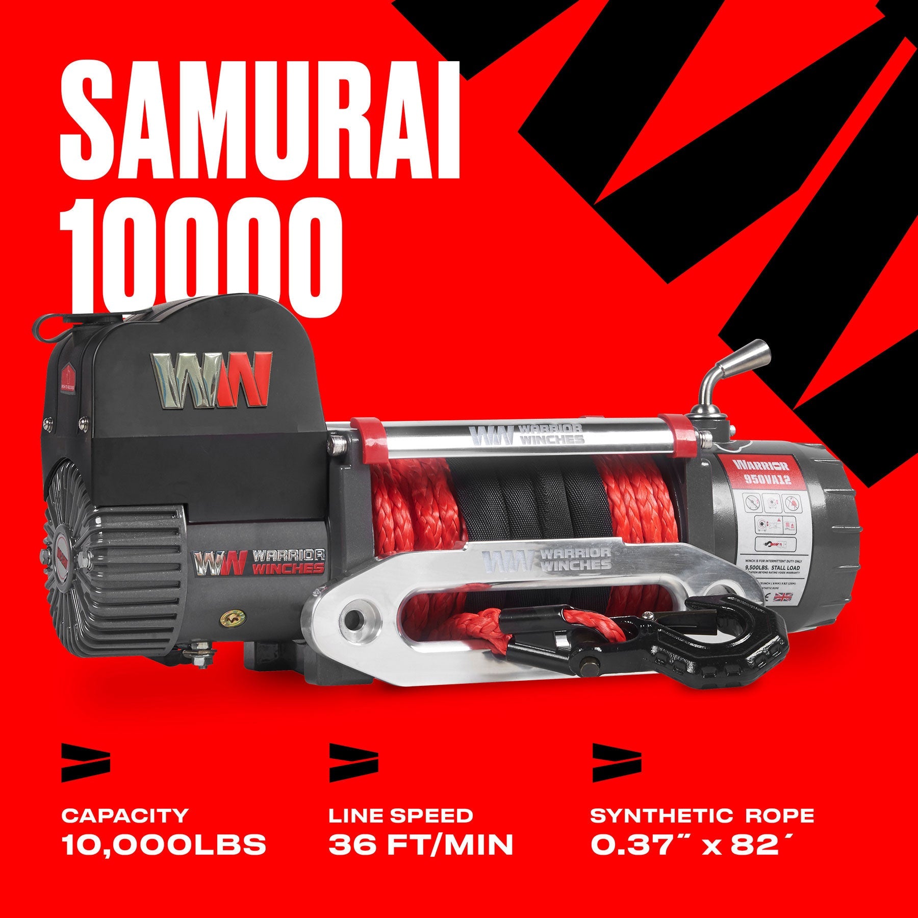 Samurai 10,000lb 12v Electric Winch - Synthetic Rope