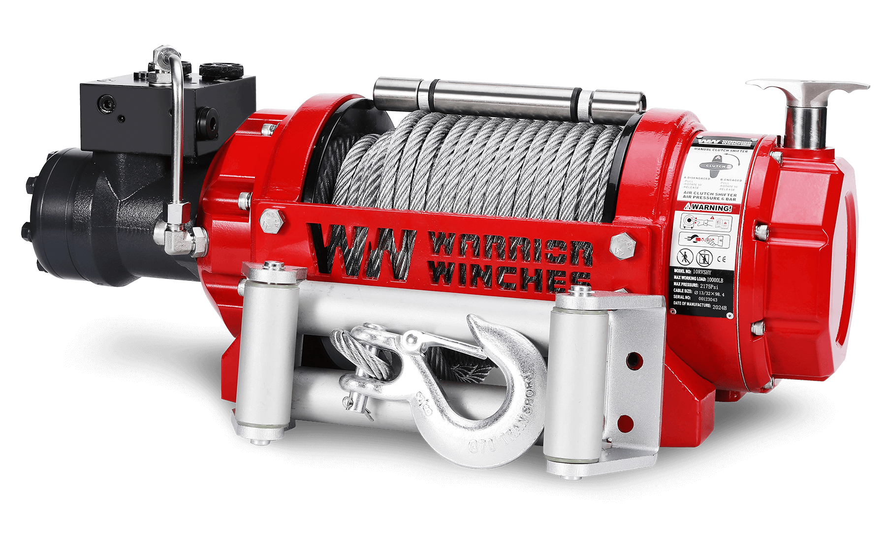 RV10 Hydraulic Winch - 10,000 LB Industrial Performance, Steel Rope 