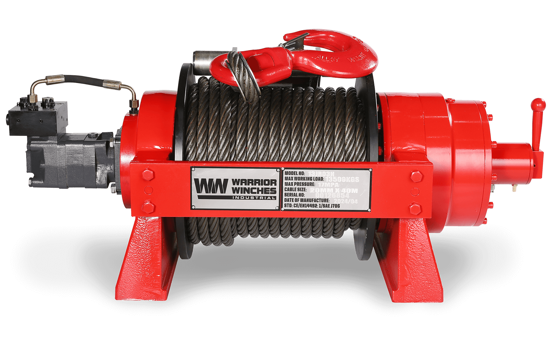 JR13 29,700 LB Hydraulic Winch - Heavy Duty Industrial Winch
