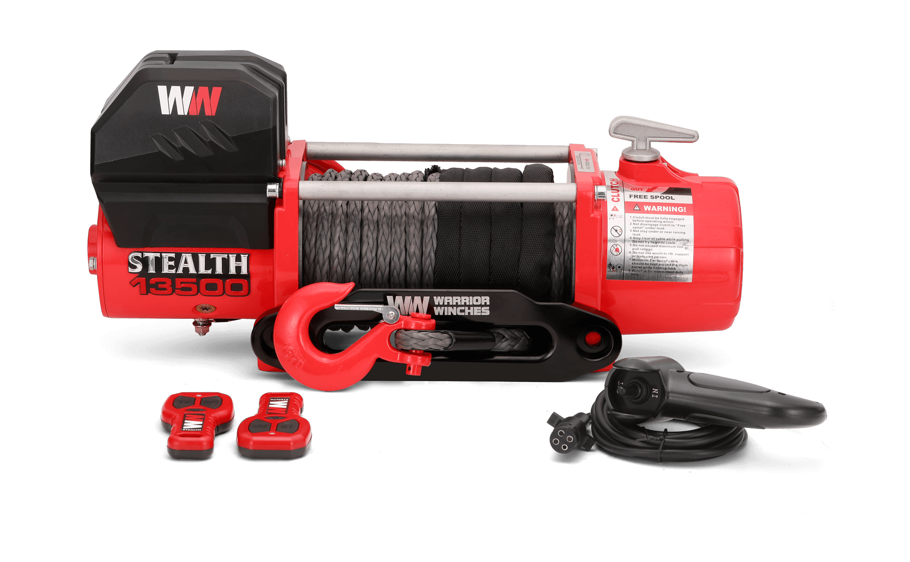 Stealth 13,500lb 12v Electric Winch - Synthetic Rope